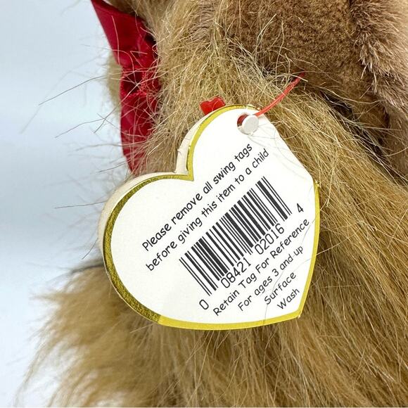 Vintage Ty Yorkie Dog Plush Collectible Yappy Sitting With Bow NOS 1990s - Picture 5 of 14